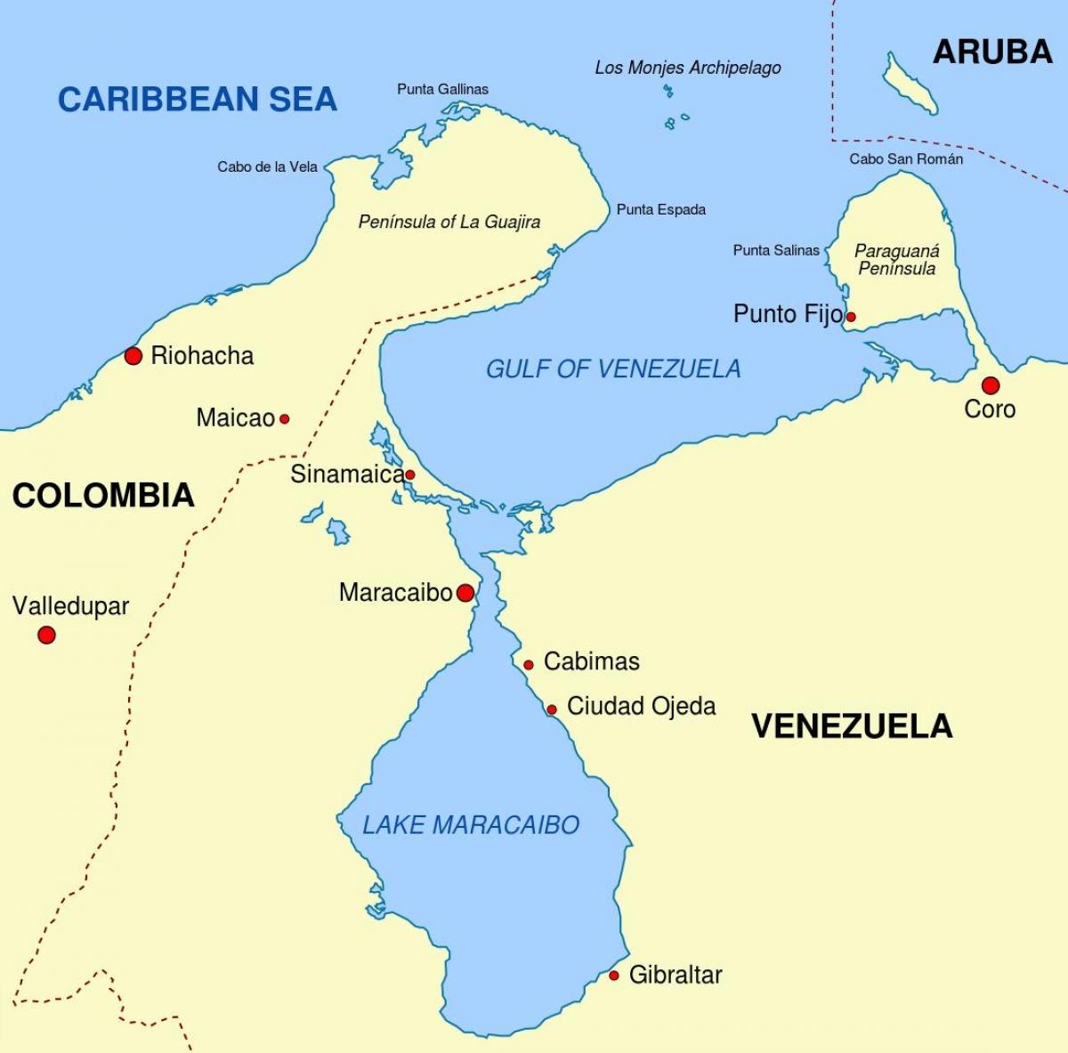 mappa del golfo del venezuela