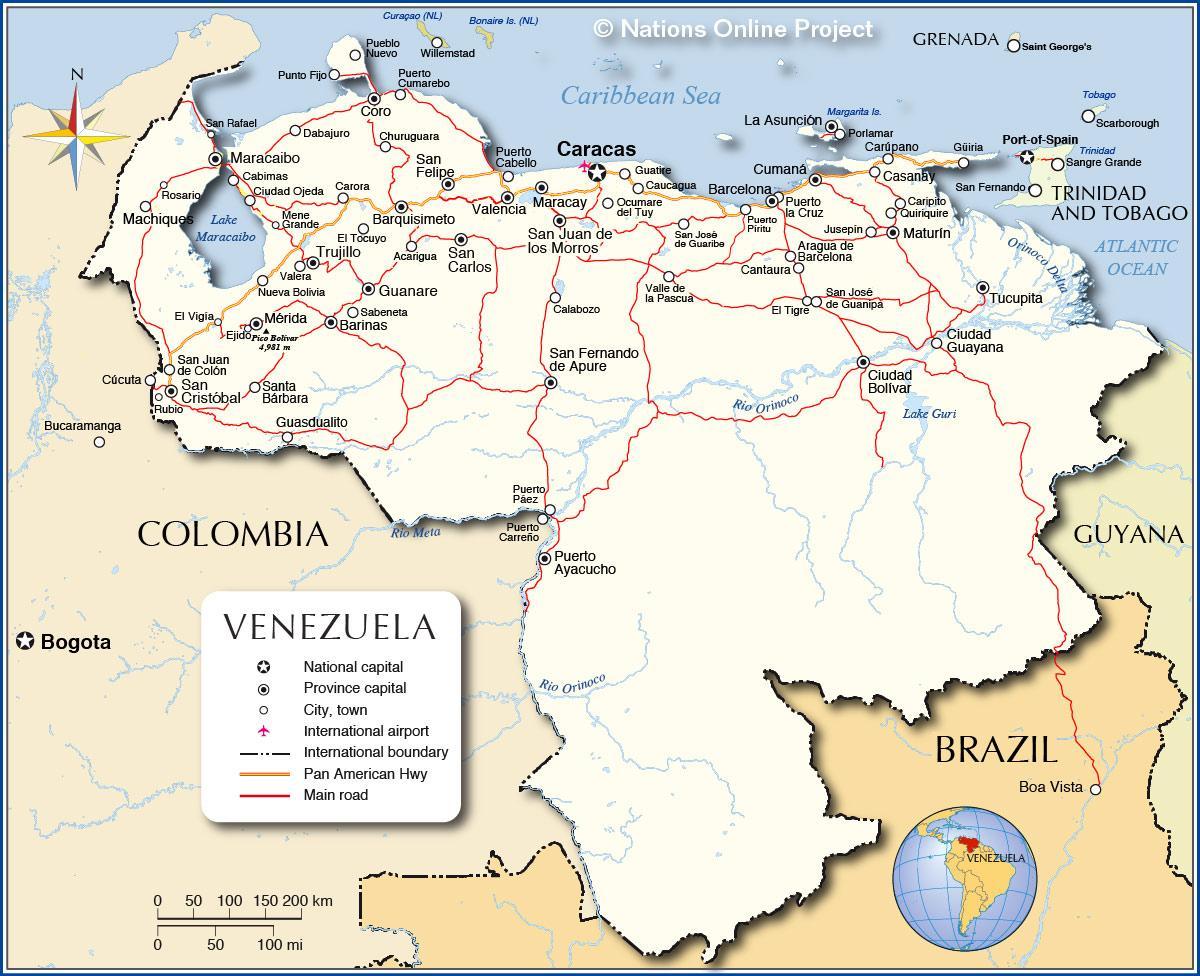 mappa dettagliata del venezuela