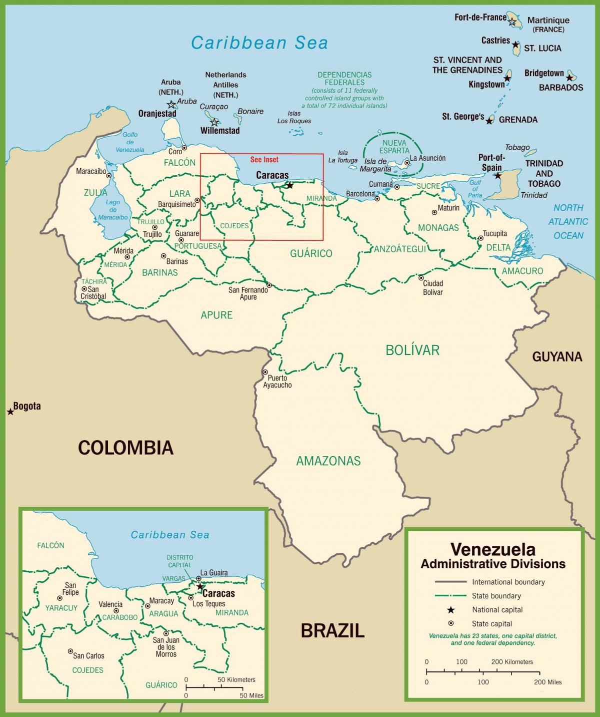 mappa del venezuela politico