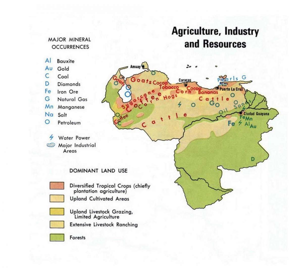 mappa del venezuela risorse naturali