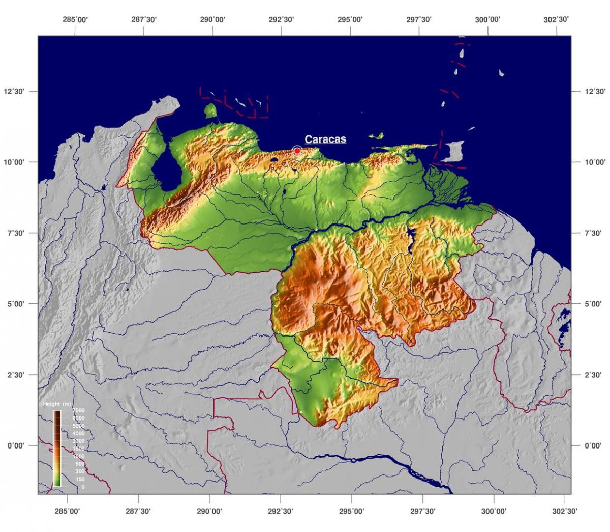 mappa di mappa fisica del venezuela