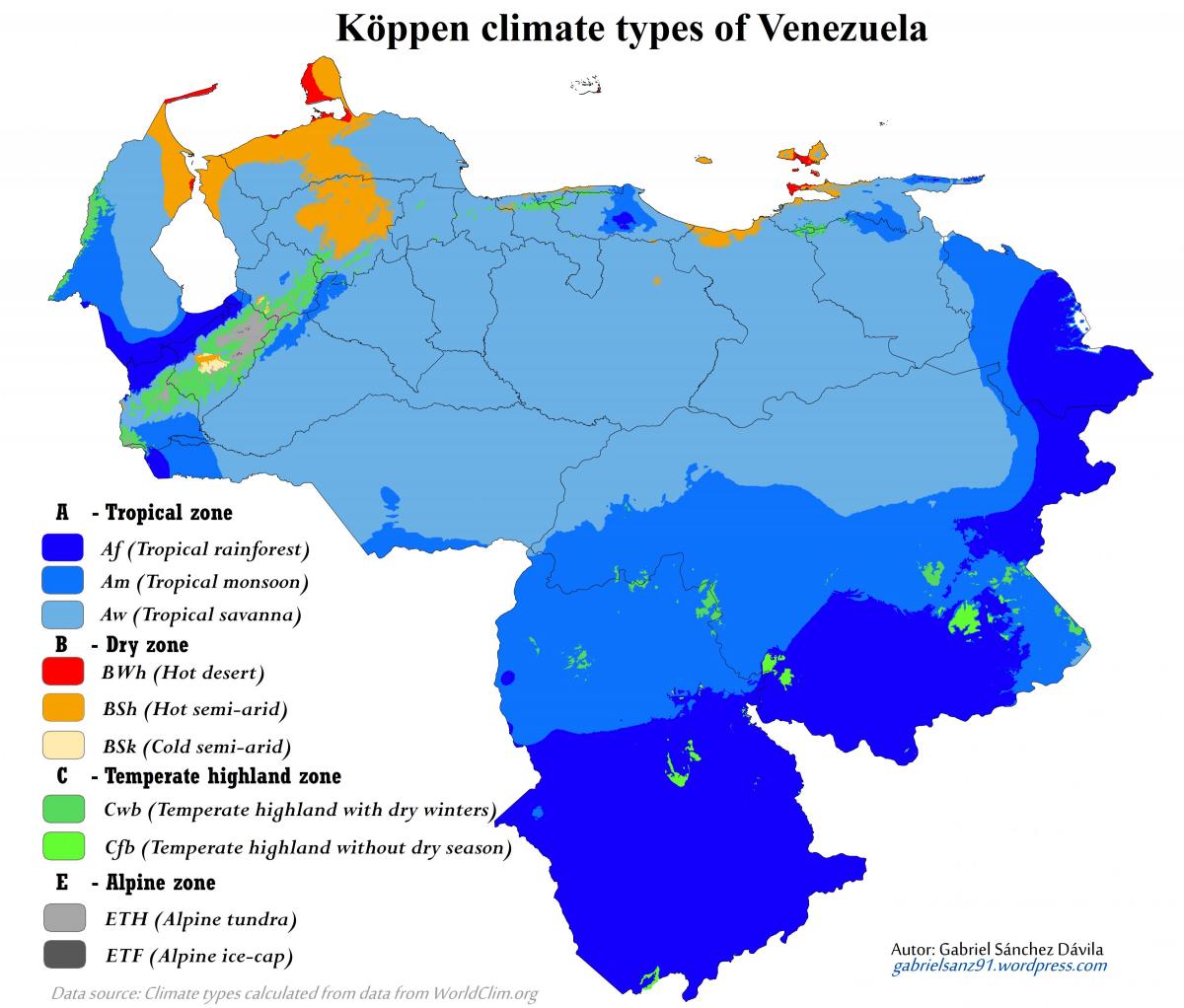 mappa del venezuela clima