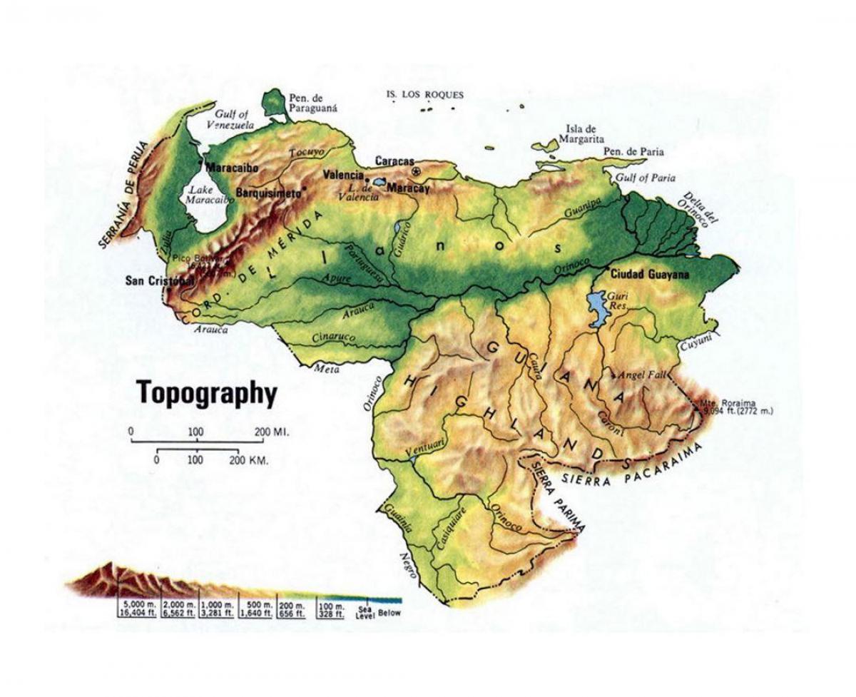 Venezuela Mappa Topografica Mappa Del Venezuela Topografica America