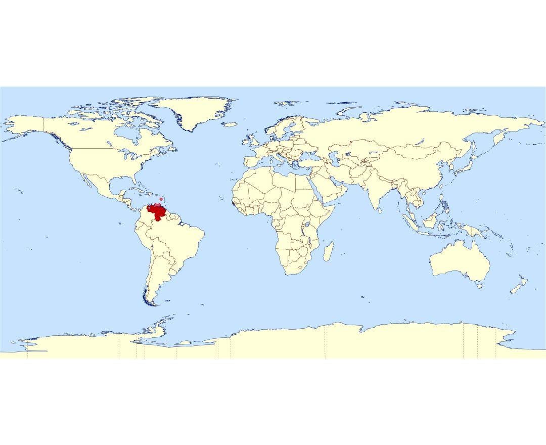 venezuela posizione nella mappa del mondo