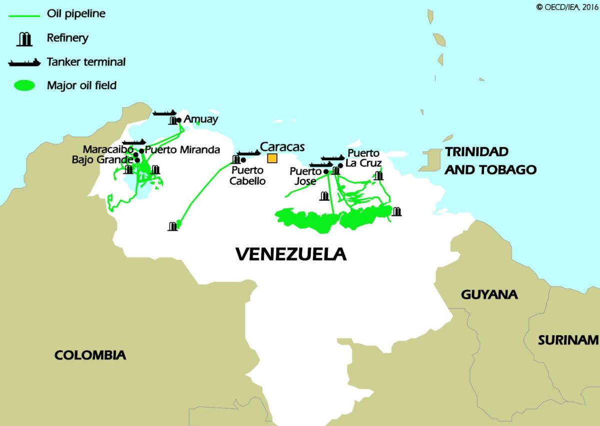 venezuela riserve di petrolio mappa