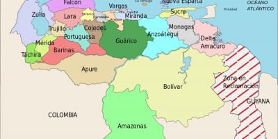Mappa del venezuela, stati