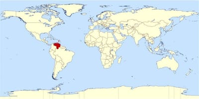 Venezuela posizione nella mappa del mondo